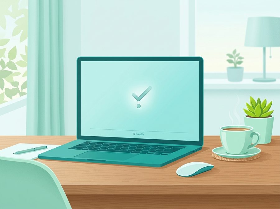 An empty inbox on a calm desk